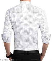 Polka Print Dotted Cotton Shirt For Men  - XL