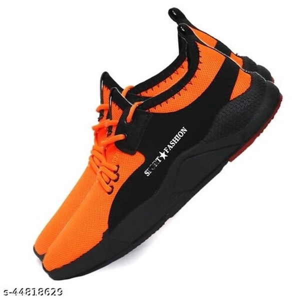 Orange Solid Running Shoes For Men - 10