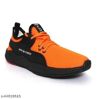 Orange Solid Running Shoes For Men - 10