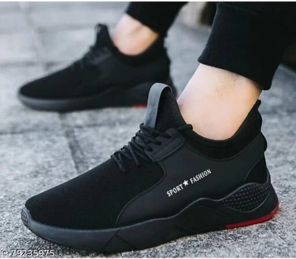 Black Printed Running Shoes For Men - 8