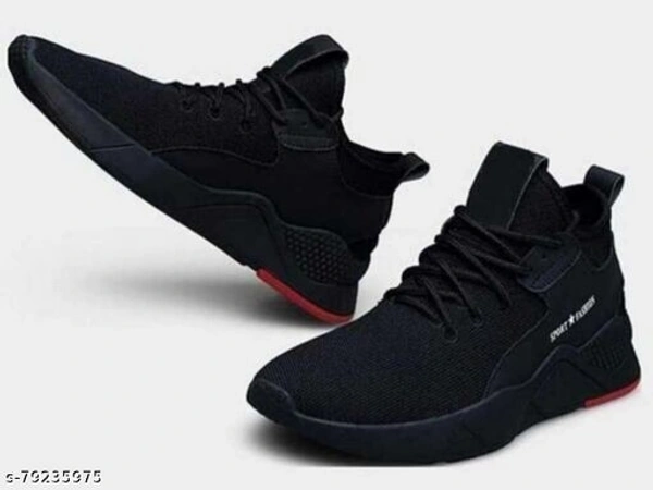 Black Printed Running Shoes For Men - 8