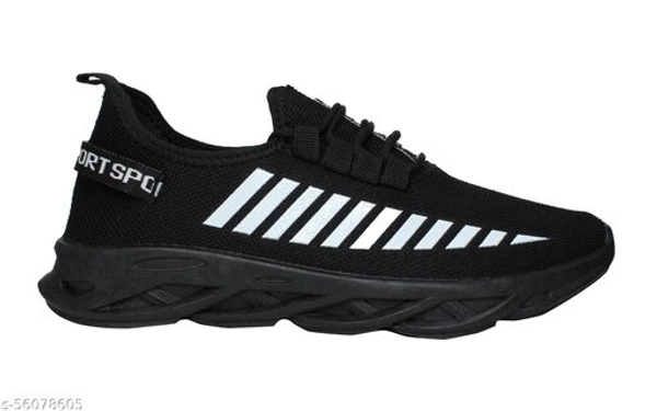 Nobelite Latest Stylish Lace up lightweight Walking ,Training & Gym,Basketball ,Badminton,Cricket Sports Shoes (Black) - 9