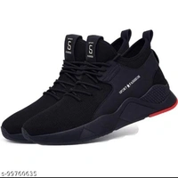 Black Solid Running Shoes For Men - 10