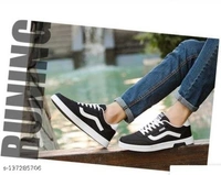 STYLISH MENS BLACK SNEAKER Sneakers For Men  (Black, White) - 6