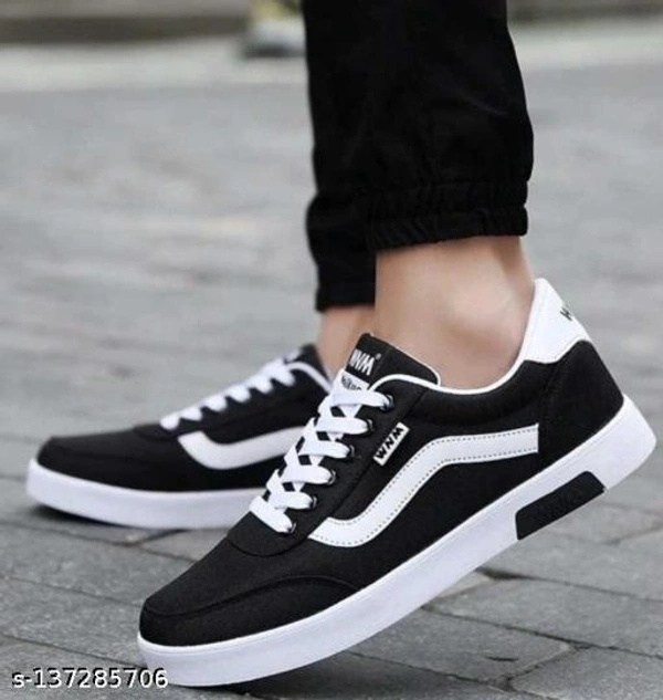 STYLISH MENS BLACK SNEAKER Sneakers For Men  (Black, White) - 6