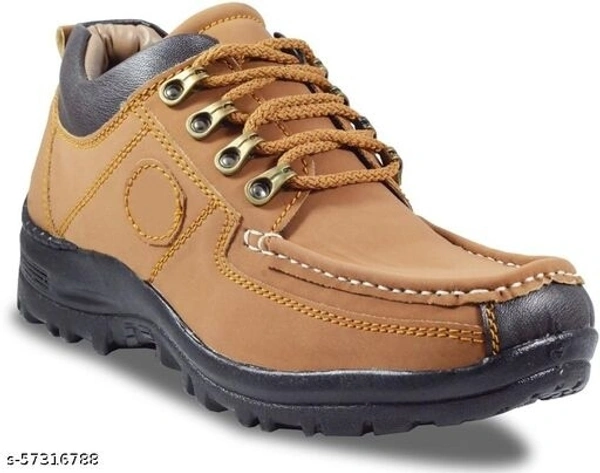 Brown Solid Flat Boots For Men - 7
