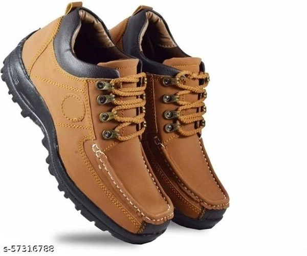 Brown Solid Flat Boots For Men - 7