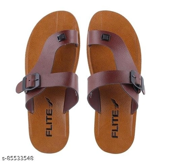 Relaxo Flite Slippers for Men PUG-42 || Brown || Size: 6 7 8 9 10 || Brown Solid Thong Flip-flops For Men - 6