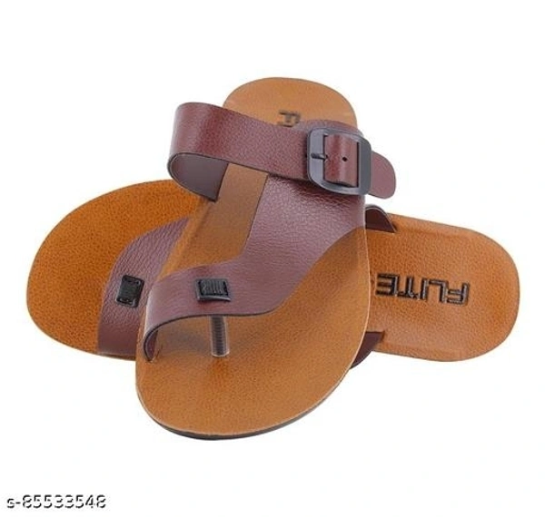 Relaxo Flite Slippers for Men PUG-42 || Brown || Size: 6 7 8 9 10 || Brown Solid Thong Flip-flops For Men - 9
