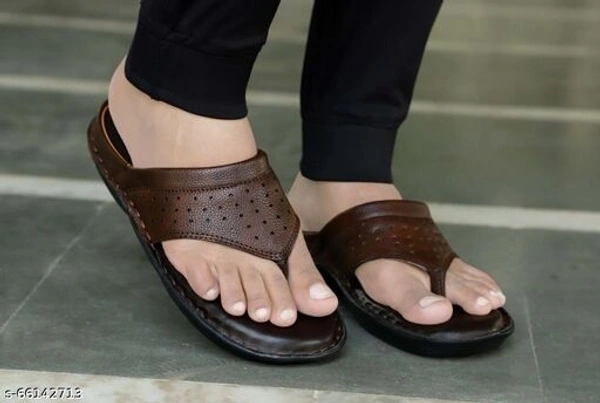 Brown Solid Thong Flip-flops For Men - 10