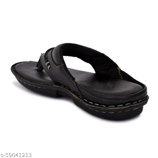 Black Solid Thong Flip-flops For Men - 7