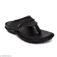 Black Solid Thong Flip-flops For Men - 11