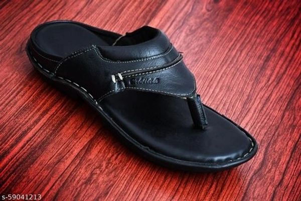Black Solid Thong Flip-flops For Men - 12