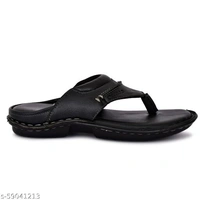 Black Solid Thong Flip-flops For Men - 12