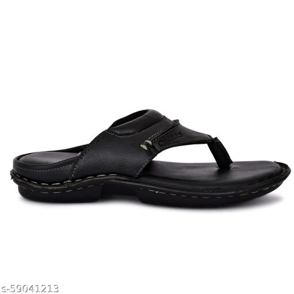 Black Solid Thong Flip-flops For Men - 12