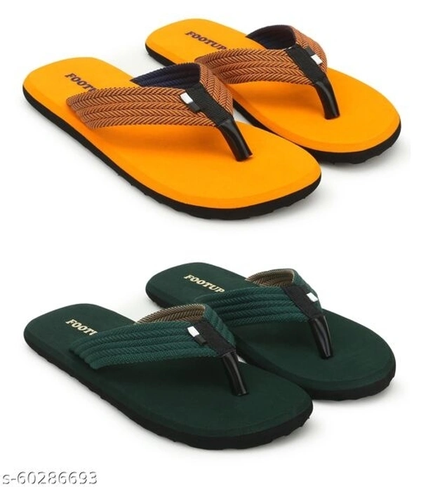 Yellow Colorblocked Thong Flip-flops For Men - Pack of 2 - 8