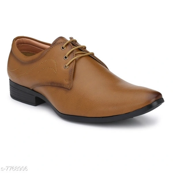 Aaravin's Men's Beige Officewear Synthetic Lace up Formal Shoes  - 7