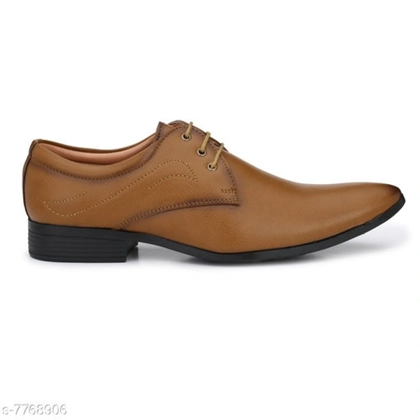 Aaravin's Men's Beige Officewear Synthetic Lace up Formal Shoes  - 7