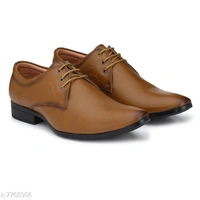 Aaravin's Men's Beige Officewear Synthetic Lace up Formal Shoes  - 7
