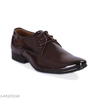 Bantox Brown Color Party wear wedding stylish Patent Lace Up Shoe For Men - 7