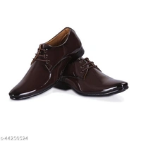 Bantox Brown Color Party wear wedding stylish Patent Lace Up Shoe For Men - 8