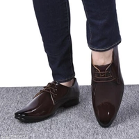 Bantox Brown Color Party wear wedding stylish Patent Lace Up Shoe For Men - 9