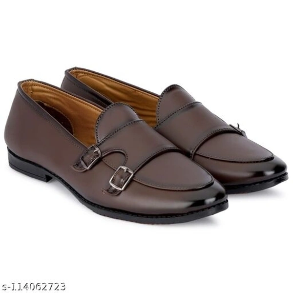 D-BOOTS Men's Brown Officewear Perfect Style Synthetic Buckle- Double Monk  Formal/Business Shoes  - 7