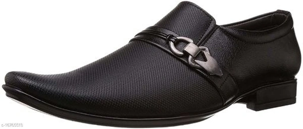 Trendy Men's Syntethic Leather Black Formal Shoes - 9