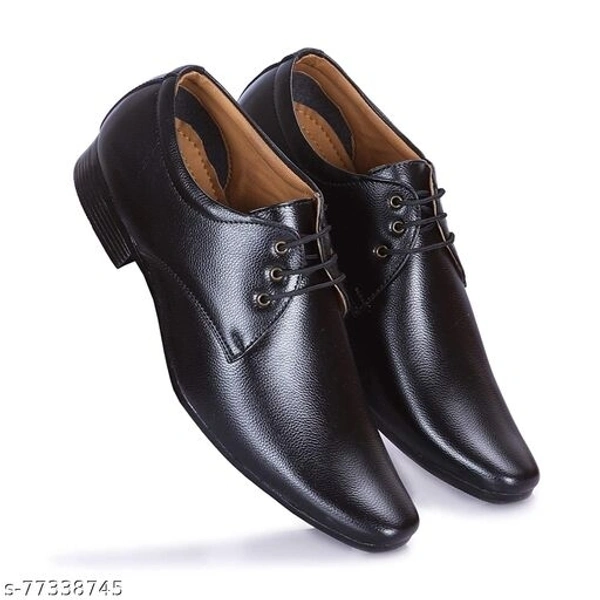 Stylish Men's Synthetic Leather Black Formal Shoes for Men - 10