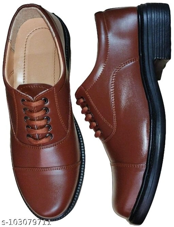 G.B. Shoes Police / Oxford / Derby / Lace-up / Formal / Uniform Shoes For Men & Boys (TAN) - 7
