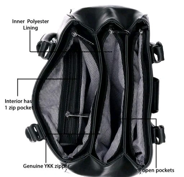 Creeper Fancy Women Bag/ Black Faux Leather  - Black, Free Size