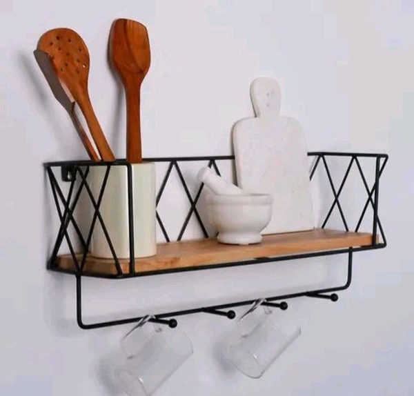 Vervique Emporium Iron And Wooden Floating Shelf - 22Inch