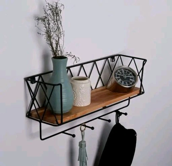 Vervique Emporium Iron And Wooden Floating Shelf - 22Inch