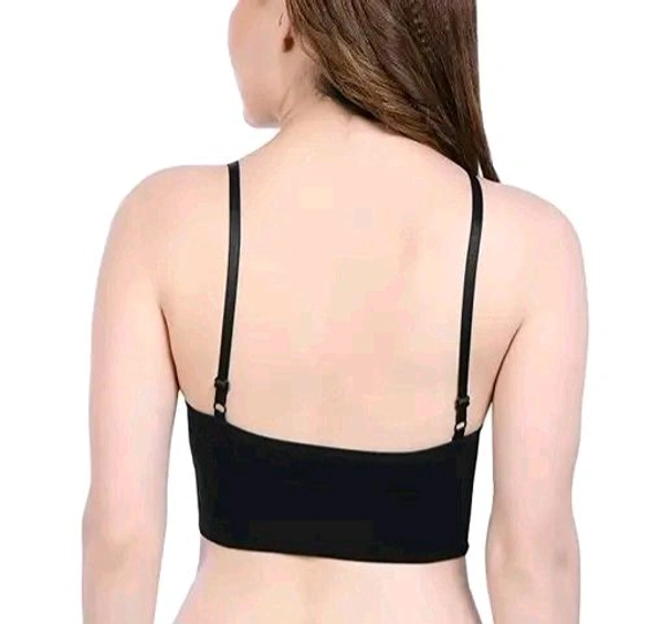 Women's Girls Cotton Crop Top Lightly Padded Pack Of 1 - Black, 32A