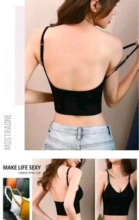 Women's Girls Cotton Crop Top Lightly Padded Pack Of 1 - Black, 32A