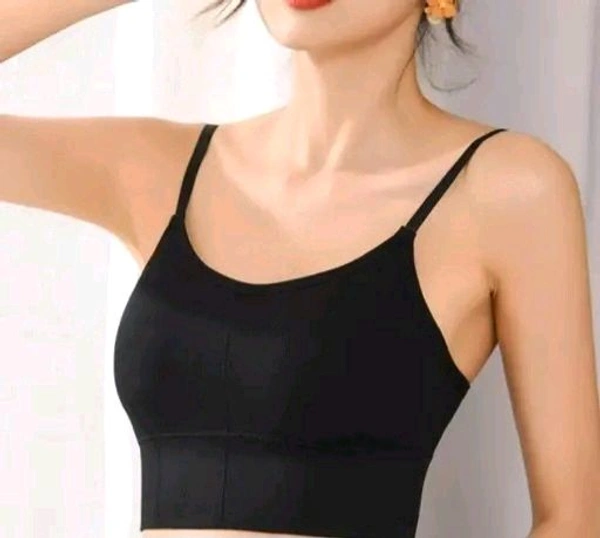 Women's Girls Cotton Crop Top Lightly Padded Pack Of 2 - Black, 30A