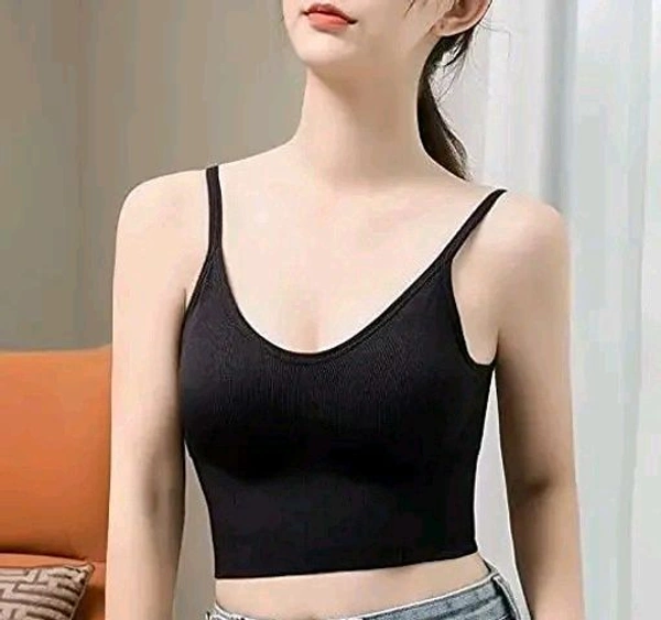 Women's Girls Cotton Crop Top Lightly Padded Pack Of 3 - Black, 30A