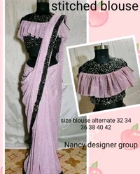 Fancy Lycra Border Saree - Free Size, Fuchsia Pink