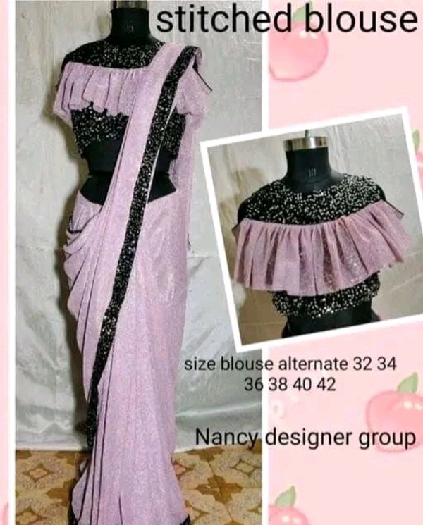 Fancy Lycra Border Saree - Free Size, Fuchsia Pink