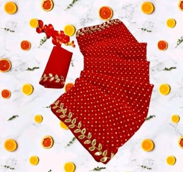Beautiful Pure Georgette Leheriya Print Saree - Wild Watermelon, Free Size