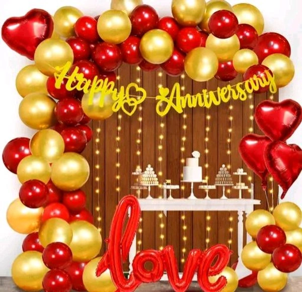 62 Piece Red And Gold Anniversary Decoration Kit
