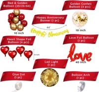 62 Piece Red And Gold Anniversary Decoration Kit