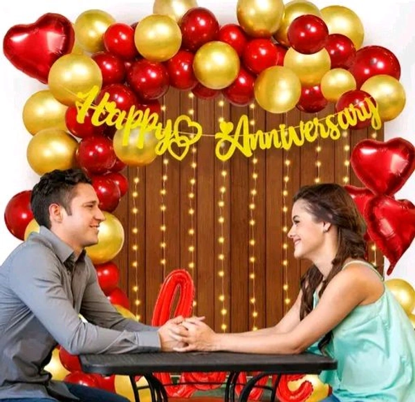 62 Piece Red And Gold Anniversary Decoration Kit