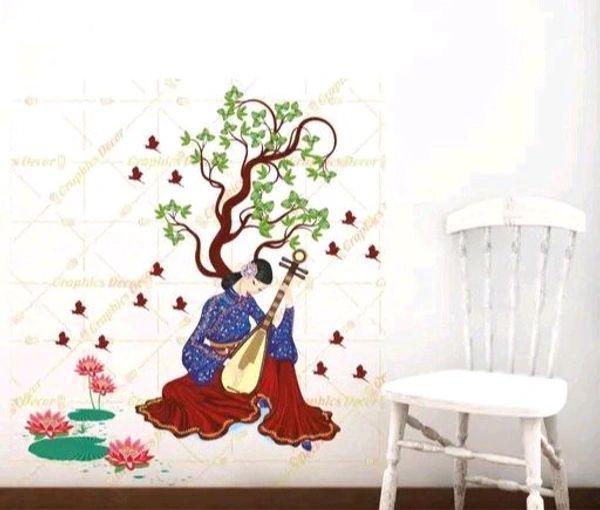 Delight Art-Chinese Girl Playing Lute