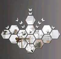 Wall Sticker Hexagon Silver 12X10cm
