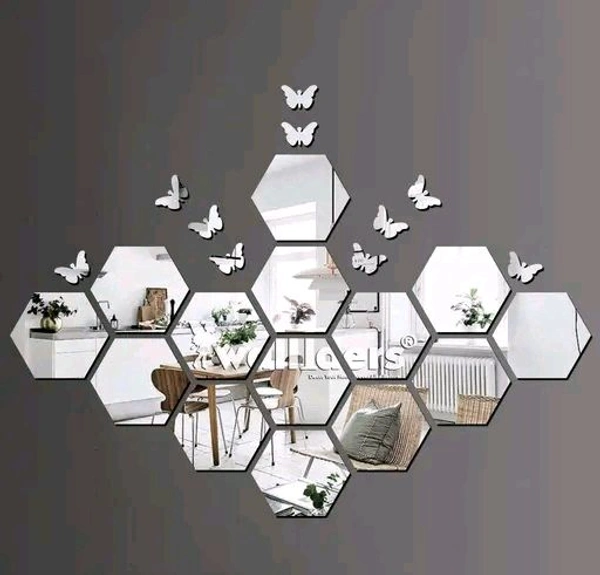 Wall Sticker Hexagon Silver 12X10cm