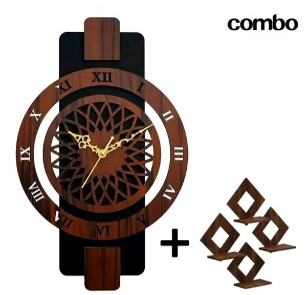 Shadow Wooden Silent Quartz Movement Wall Clock 