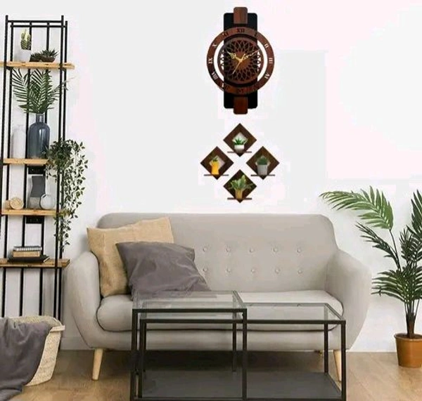 Shadow Wooden Silent Quartz Movement Wall Clock 