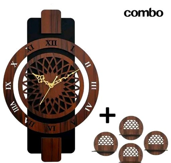 Shadow Wooden Silent Quartz Movement Wall Clock 