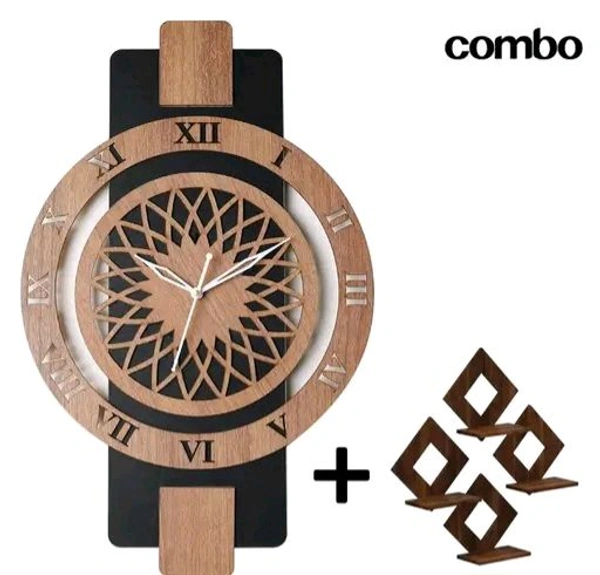 Shadow Wooden Silent Quartz Movement Wall Clock 